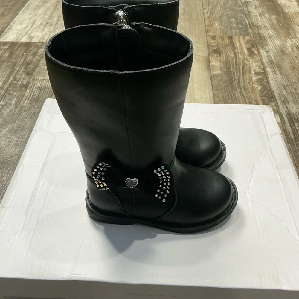 Jessica Simpson Black Little Girls' Mid-Calf Boots with Bow Size 7